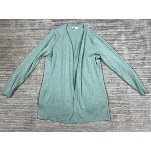 Amazon Essentials Sweater Womens Large Green Open Front Long Sleeve Cotton Blend